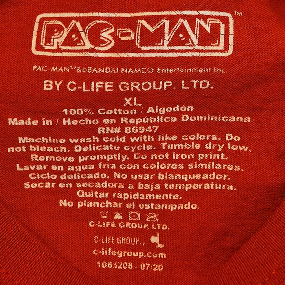 Pac-Man Airbrush Print Red Tee-Shirt Men's Size XL (3702) - Picture 3 of 3